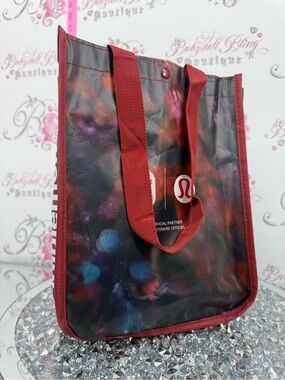 lululemon athletica team Canada bag Multicolor Galaxy Print Tote Maroon Trim